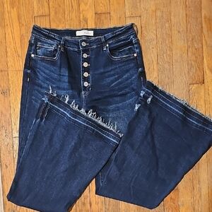 Frayed Hem Blue Jeans